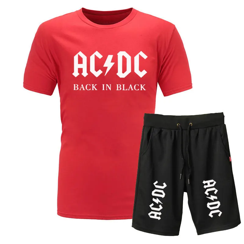 Новая брендовая одежда, AC/DC, Мужская футболка, Swag, футболка, хлопок, Мужская футболка и шорты, Homme, для фитнеса, Camisetas, хип-хоп, футболка, 2 предмета