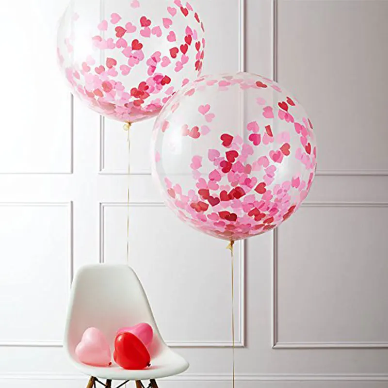 

36" Heart Confetti Filled Clear Balloon Gaint Jumbo Latex Ballon Gonflable Anniversaire Valentine's Day Wedding Party Decoration