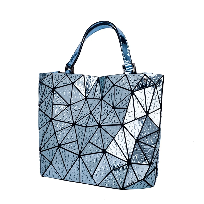 

Japan Brand Women Geometry Bao Tote Bucket Drops of water Handbag Laser Diamond Lattice Folding Hologarphic Cube Shoulder Bags