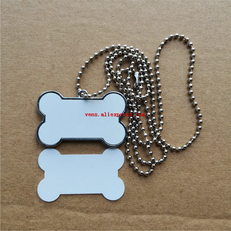 

New sublimation blank necklace pendant dog bones necklaces pendants hot transfer printing consumables print two sides 20pcs/lot