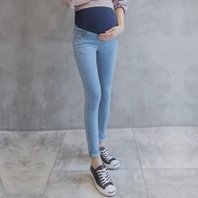 Light Blue Washed Denim Maternity Jeans Skinny Pencil Trousers Clothes for Pregnant Women Autumn Summer Pregnancy Jeans Light Blue Washed Denim Maternity Jeans Skinny Pencil Trousers Clothes for Pregnant Women Autumn Summer Pregnancy Jeans