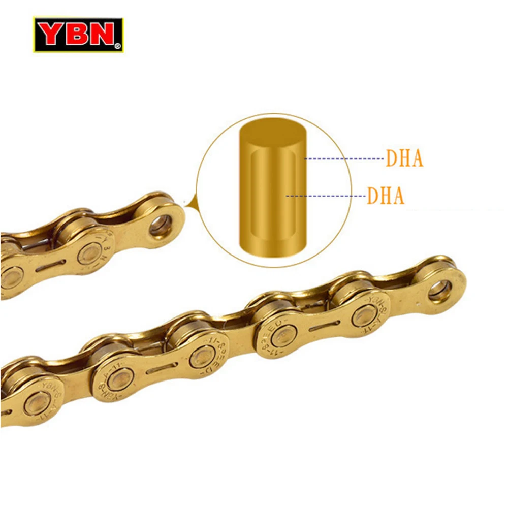 Flash Deal YBN Ultralight 9 10 11 Speeds Bicycle Chain SLR Gold Hollow MTB Road Bike Chain for Shimano/SRAM/Campanolo System 1 Flash Deal YBN Ultralight 9 10 11 Speeds Bicycle Chain SLR Gold Hollow MTB Road Bike Chain for Shimano/SRAM/Campanolo System 1