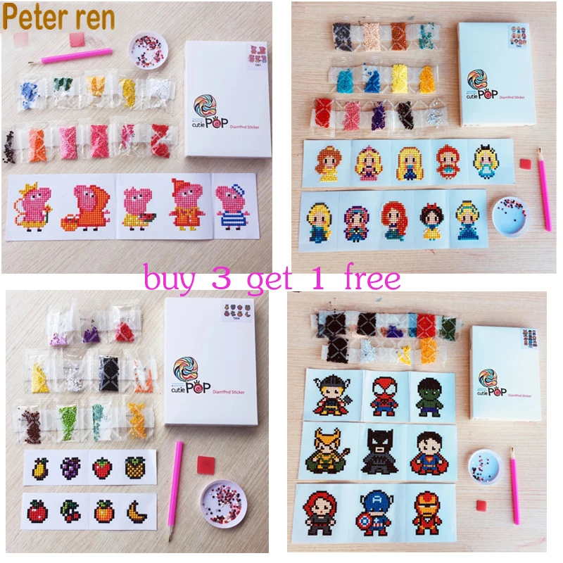 

DIY Patterns Diamond Painting For Children Round Diamond Sticker Double Sided Stickers Christmas Kit Diamond Embroidery Princess