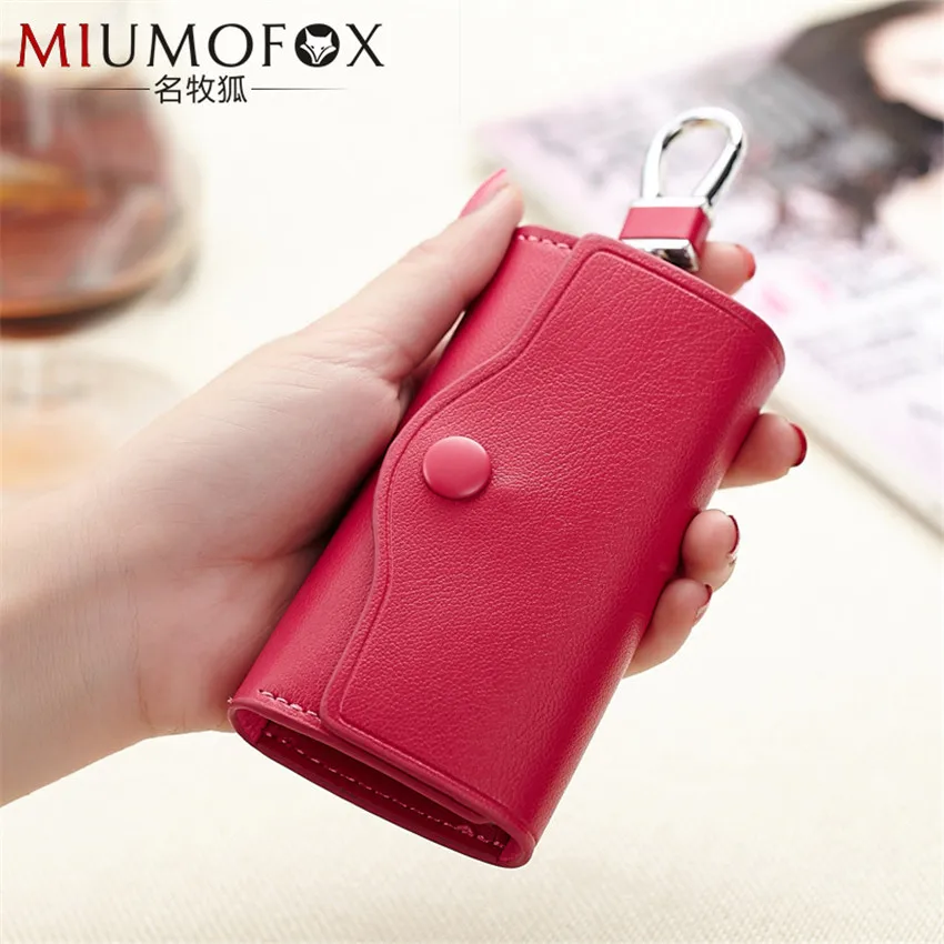 

2019 New Fashion Key Holder Wallet 3 Colors Split Leather Unisex Solid Key Wallet Organizer Case Bag Car Housekeeper Wallet W136