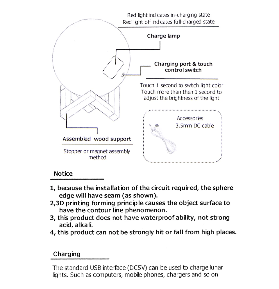 3D принт сенсорный выключатель лунный светильник украшение дома светильник ing 2 цвета настольная лампа USB мощность луна лампа светодиодный светильник