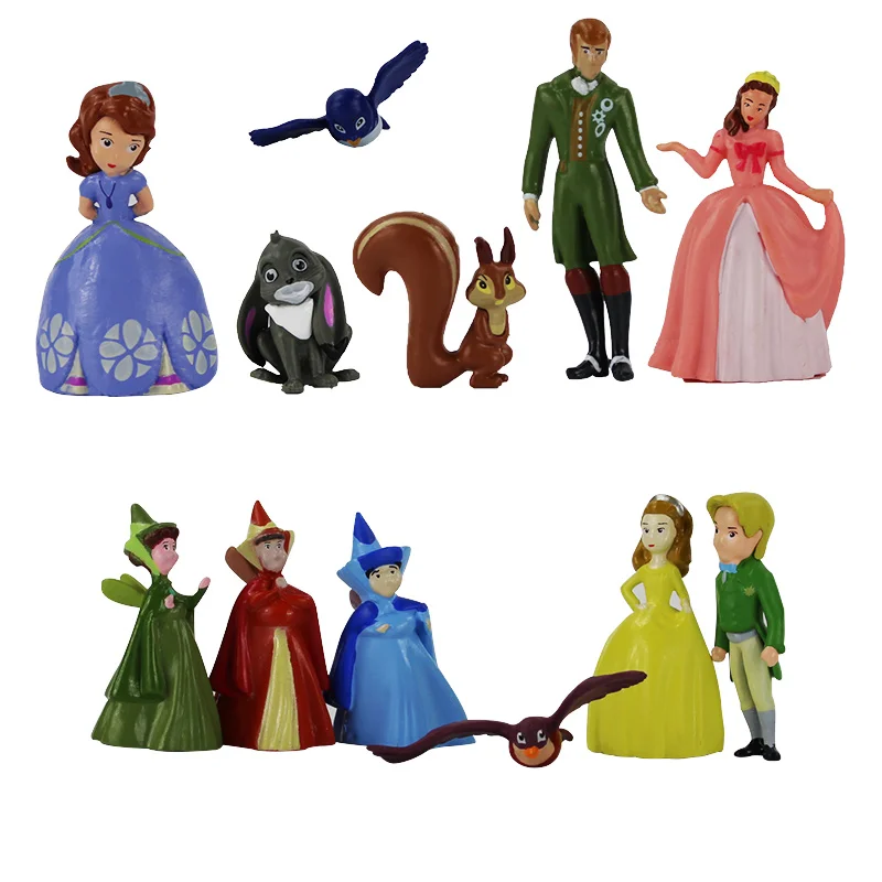 Best 12pcs lot Sophia Figure Toys Princess Amber Miranda James King Queen Clover Rabbit Squirrel Birds Animal Model Dolls