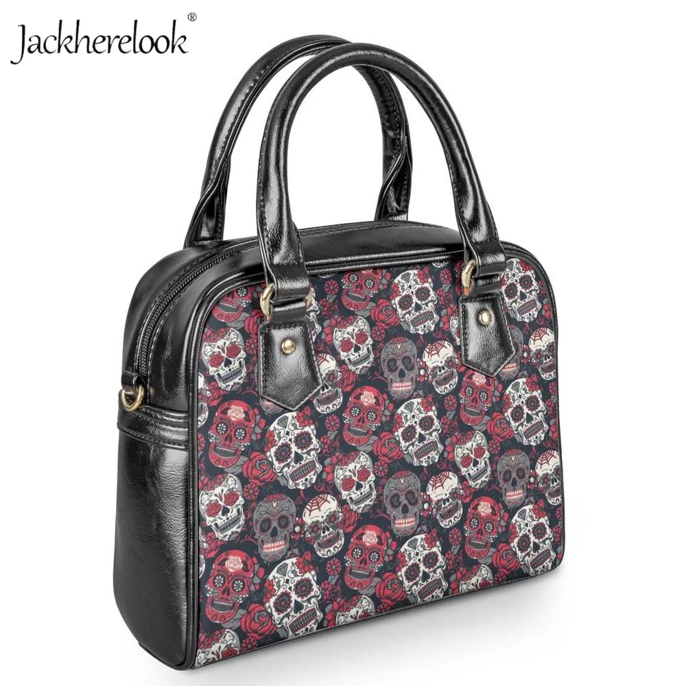 Jackherelook Sugar Skull Girly Skeleton цветочный принт сумка женская сумка на плечо сумки кожаная сумка-мессенджер курьерские женские сумки