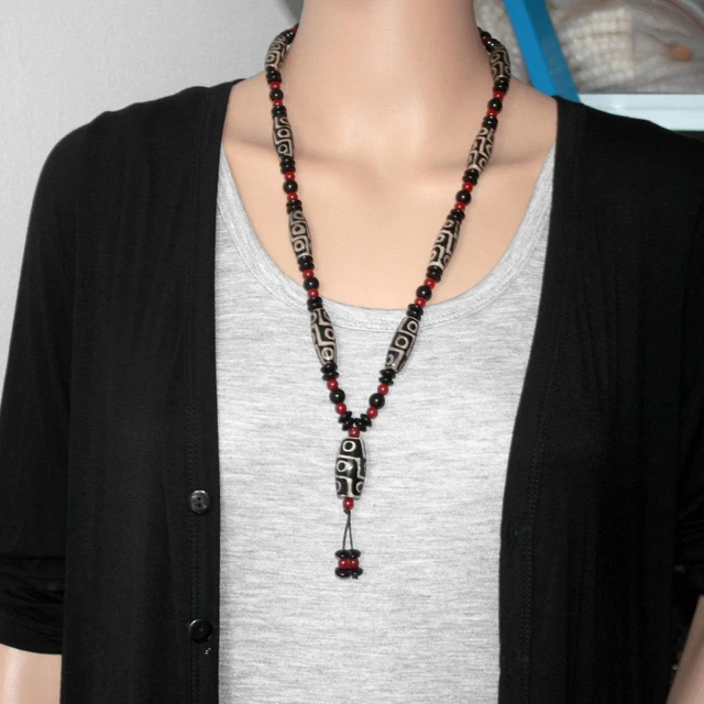 TIBETAN Antique DZI bead necklace | TurkishFolkArt