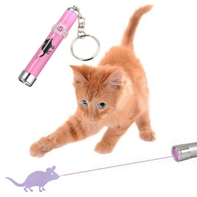 Portable Creative and Funny Pet Cat Toys LED Laser Pointer light Pen With Bright Animation Mouse Shadow