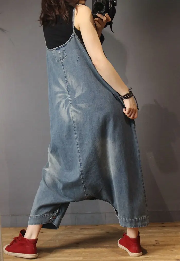 Женская Повседневная отбеленная джинсовая ткань Комбинезоны женские царапающиеся Лоскутные Комбинезоны женские винтажные спагетти