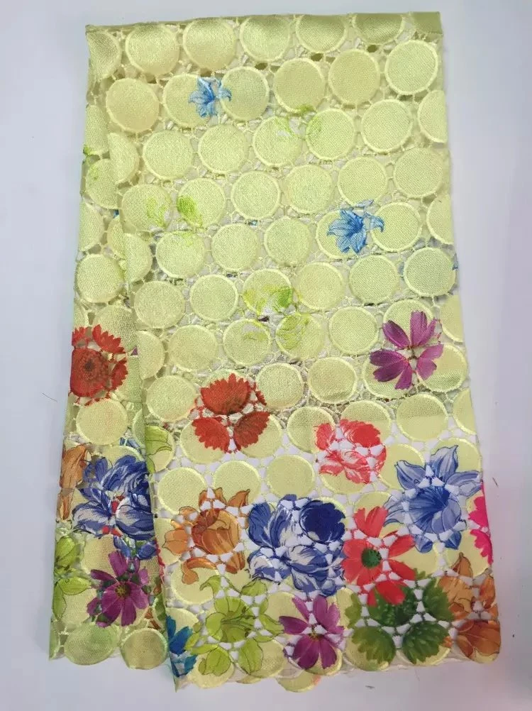 High quality wedding african handcut lace.Top multi color guipure embroidery cord lace fabric for dress QF761C-5 | Дом и сад