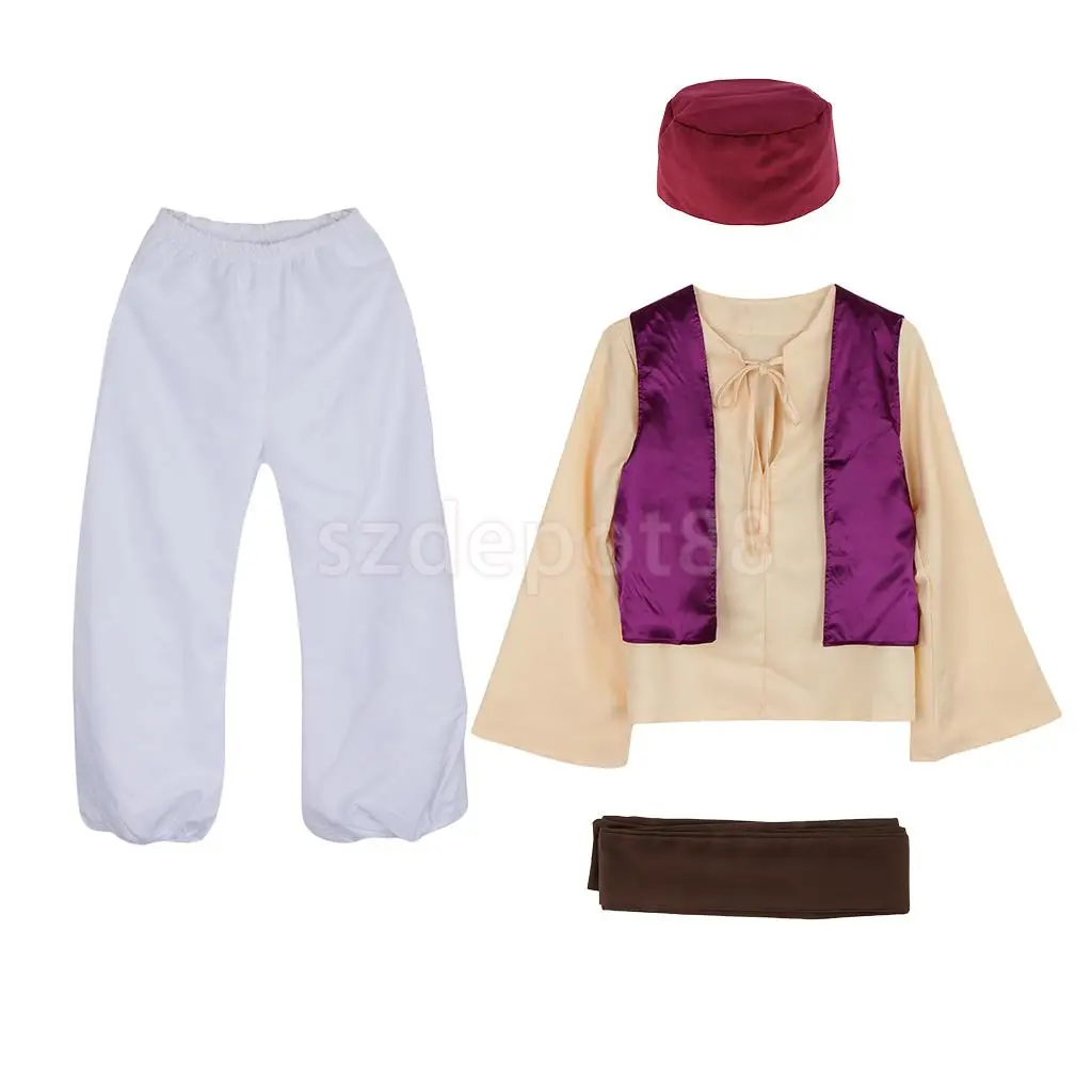 Prettyia Indian Arab Prince Costume Hat Adult Mens Sheik Cosplay Halloween Masquerade Party Outfit Anime Uniform