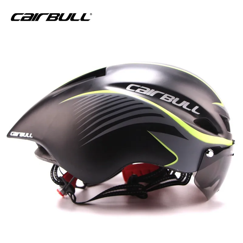 Велосипедный шлем с очками ветрозащитный UV400 защита дорожный велосипед шлем MTB ультралегкий велосипедный шлем с объективом TT - Цвет: Black Yellow