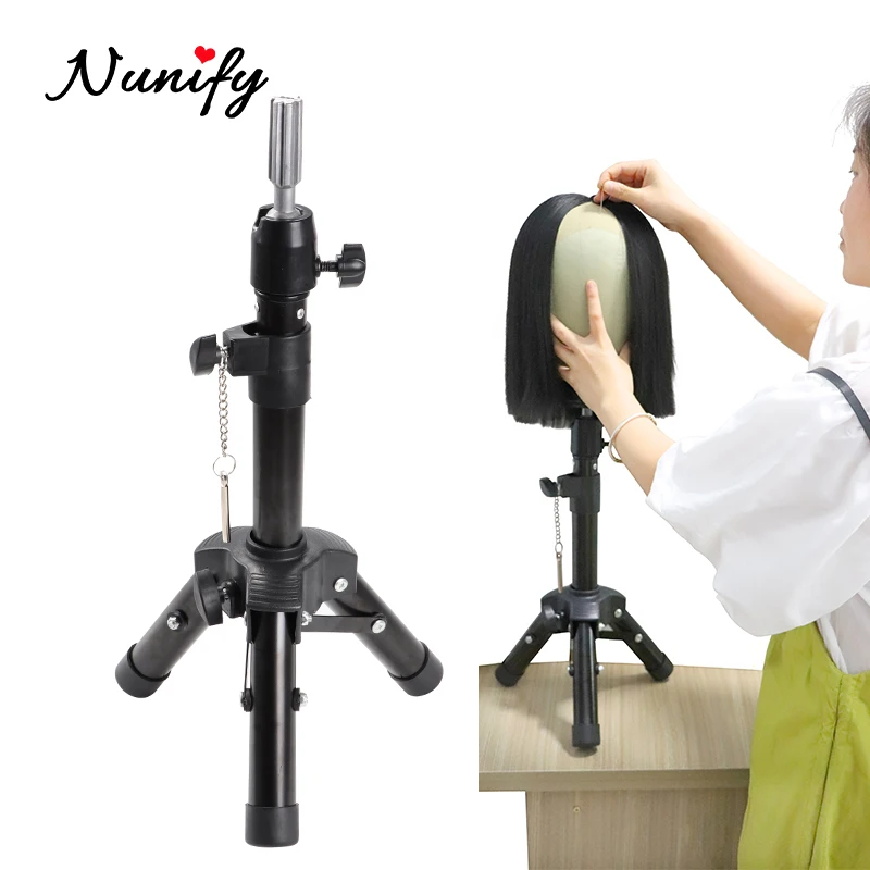 

Salon Hairdresser Tools Tripod Wig Stand For Canvas Block Heads Training Head Adjustable Durable Mini Portable Head Holder
