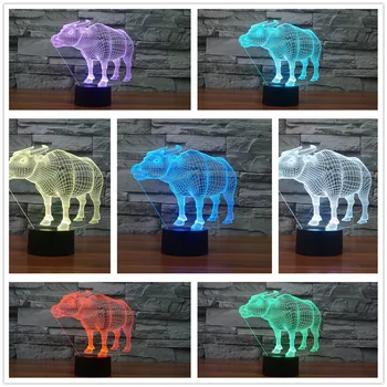 

2016 Novelty 3D Cow Shape 7 Colors Changing LED Night Light with USB Colorful Night Lamp Birthday & Holiday Gifts Bedside Lamps