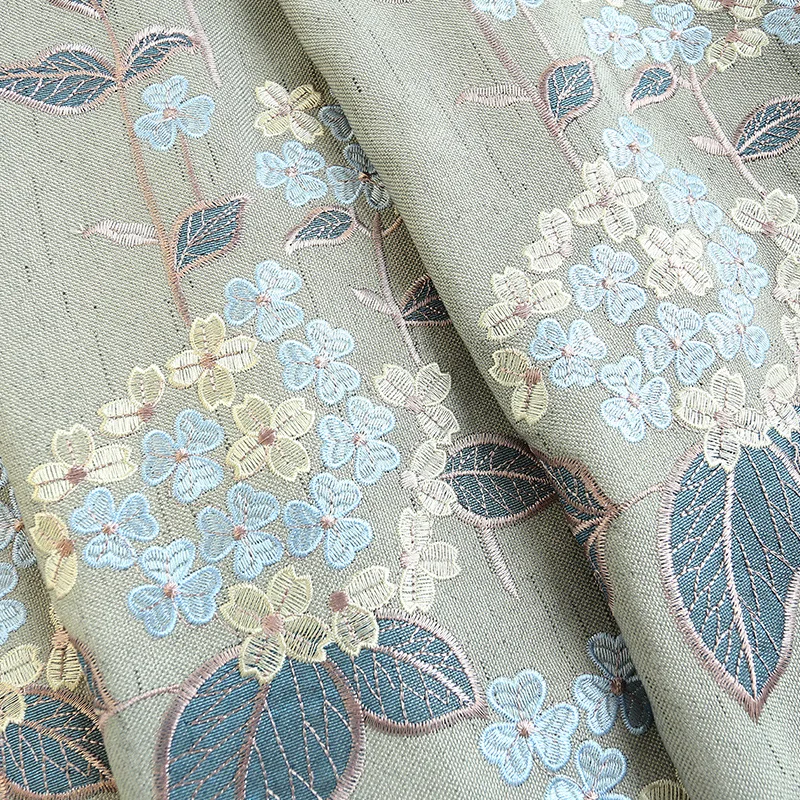 Полиэстер хлопок синий вышитые затемненные шторы для гостиной ткань шторы тюль ткань шторы украшения