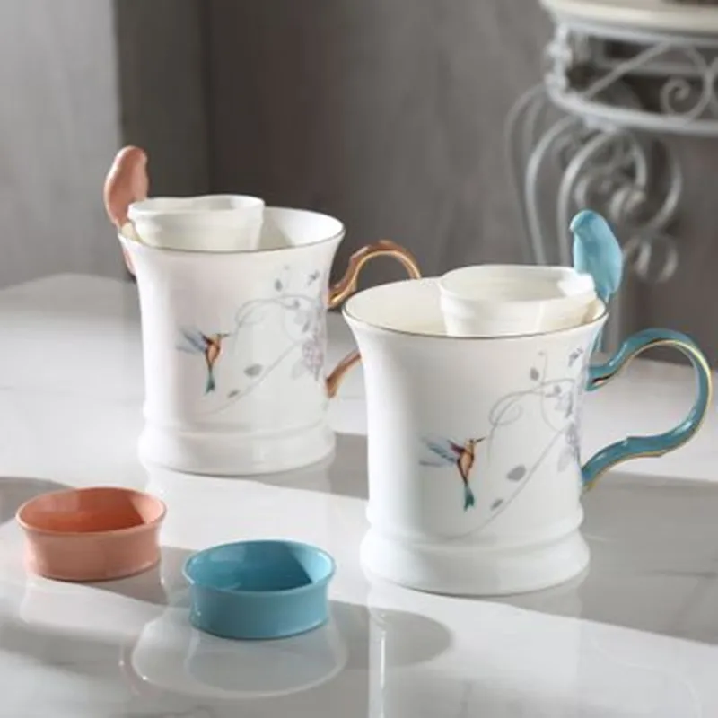 1 набор, креативная кофейная чашка для отдыха, Европейская высококачественная керамическая кружка, офисный фильтр для чашки чая, принадлежности, чашка из костяного фарфора, чайная кружка, 6ZDZ123