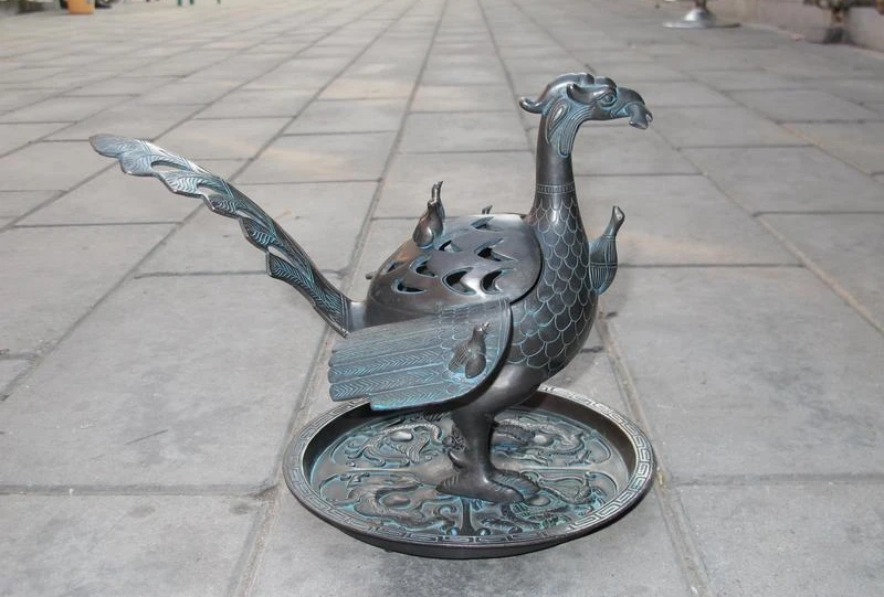 

China Royal Bronze Four God beast tiger Dragon Phoenix Archaeopteryx Bird Censer a5.19