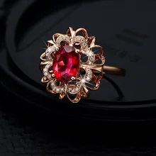 Модное кольцо, ювелирное изделие, красный камень, цветочный дизайн, кольца для женщин, свадебные аксессуары