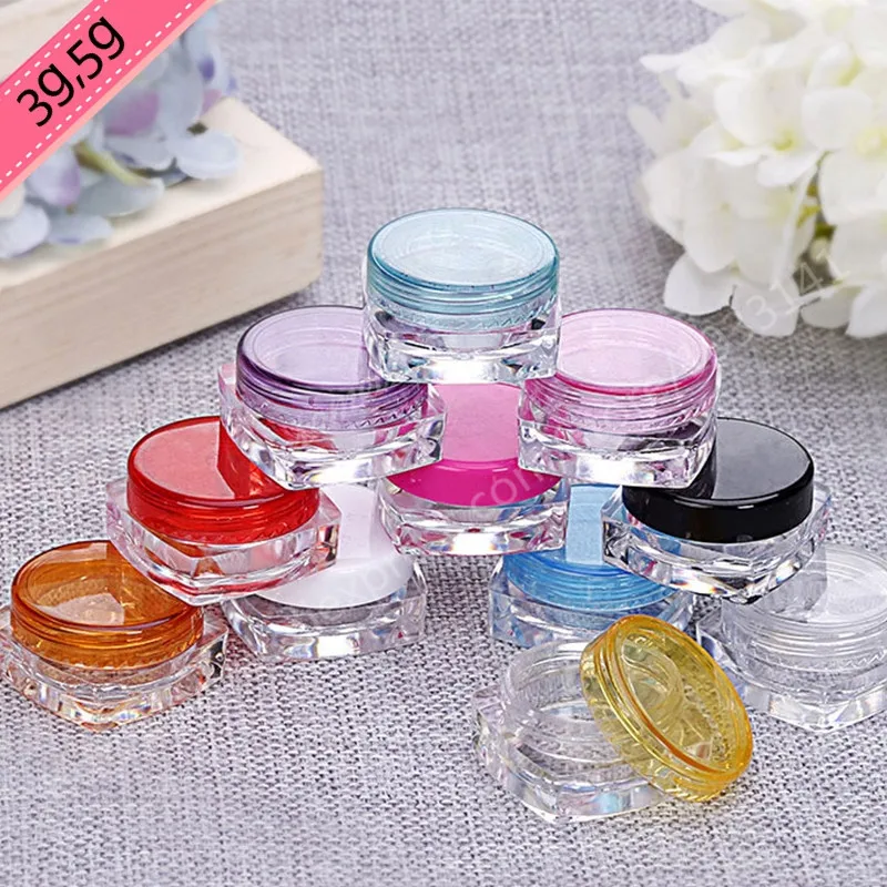 Hot Sale 50x5g Empty Plastic Square Cosmetics Cream Jar, Colorful