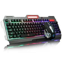 Colorful LED Backlight USB Wired Full Key Breathing Switchable Gaming Keyboard+3200DPI 6 Buttons Mechanical Gamer Gaming Mouse