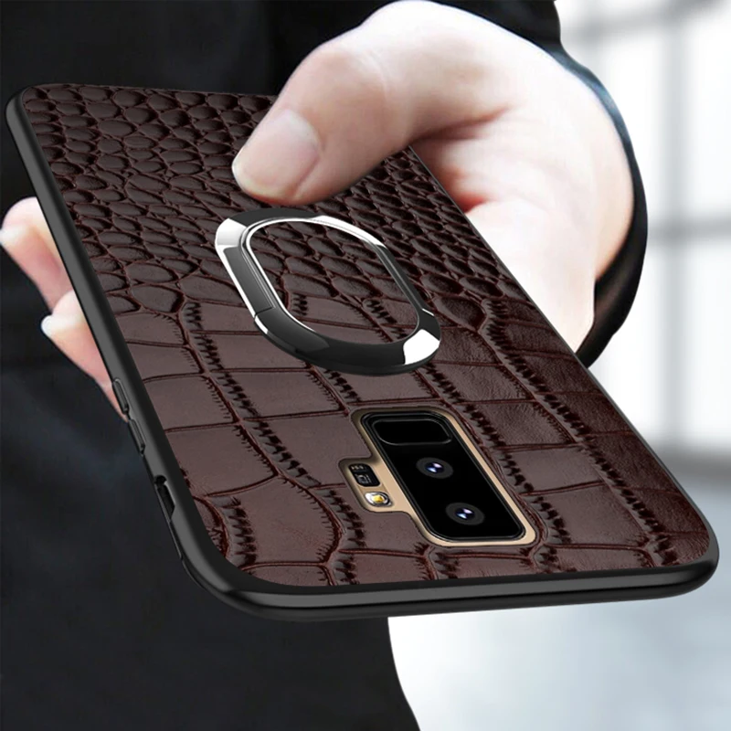 Cena Prawdziwe skórzane etui do Samsung Galaxy a50 a70 a30 a8 a7 2018 uwaga 10 9 luksusowe rozrusznik magnetyczny tylna pokrywa dla s10 s9 s7 s8 Plus S10 E S10 Plus S8 Plus S7 Edge S9 Plus Note 10 9 8 Note 10 Plus A10 A20