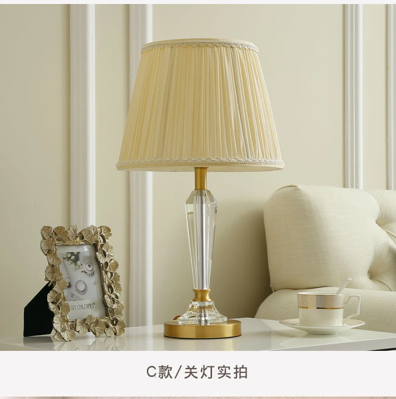 Qiseyuncai Европейский стиль гостиная медная Хрустальная настольная лампа роскошный простой современный Диммируемый прикроватный светильник для спальни