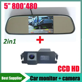 

2in1 car parking System Camera for HYUNDAI I30 Genesis Coupe KIA Soul CCD Car Rear View Camera + 5'' HD 800*480 Car rear Mirror