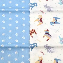 160*50 см саржевая хлопковая ткань лошадь синие цветы цветочный DIY простыни, одеяло, наволочки украшение дома