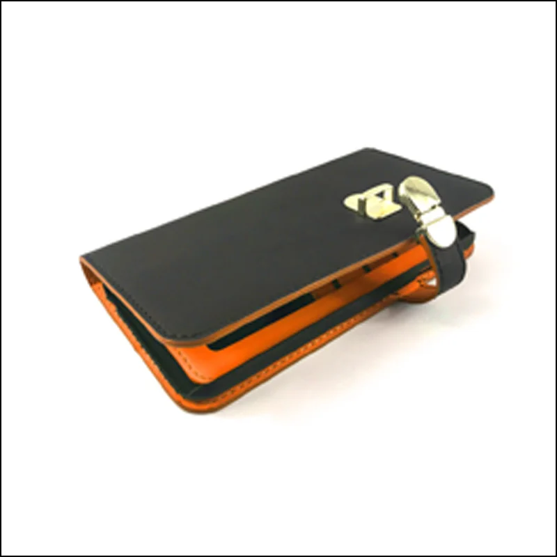 Sansister кожаный чехол для iPhone 7 Plus фирменный розовый чехол-кошелек с зеркалом для макияжа многофункциональный флип-чехол - Цвет: Black and orange