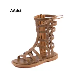 AAdct/Новинка 2019 года, летние сандалии для девочек в римском стиле, сандалии-гладиаторы для маленьких детей, модные сандалии для девочек с