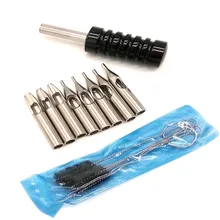 RoYun 8 шт 3/5/7/9/11R 5/7/9F 304 тату из нержавеющей стали наконечник Alum Grip Tip набор кистей для начинающих