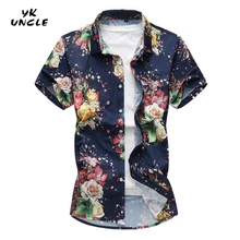 YK дядя брендовая одежда мужские гавайская рубашка мужской Повседневное Camisa masculina печатных Пляжные рубашки короткий рукав Азиатский плюс Размеры m-7xl