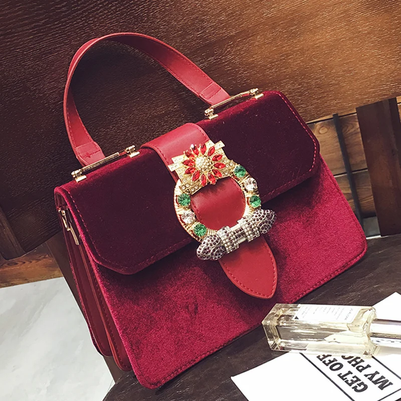 velvet bag luxury handbags women bags designer shoulder Diamond evening