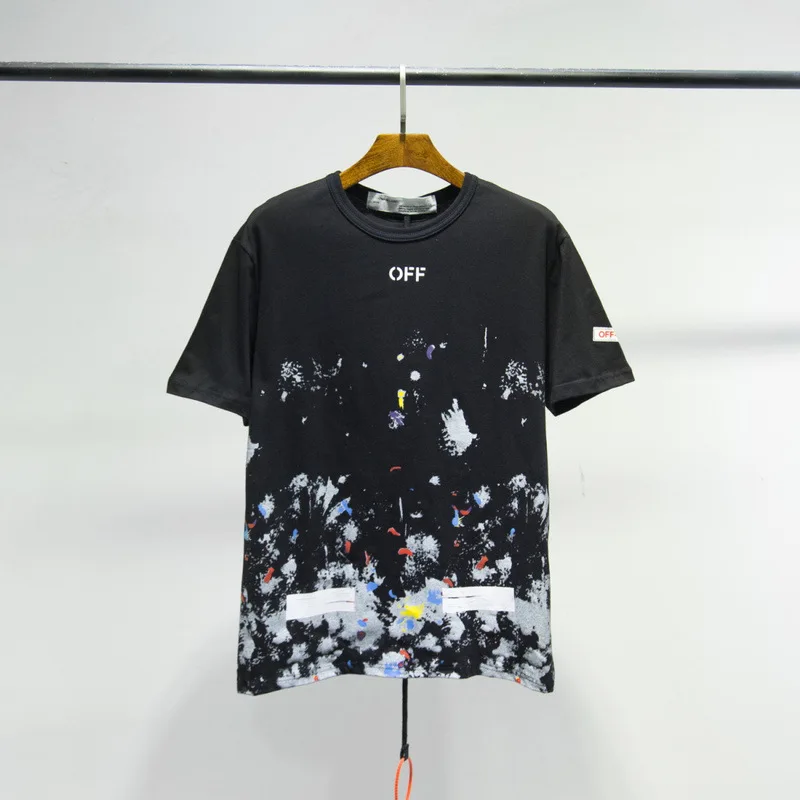 

OFF-WHITE Fireworks Snowflake Print OW Street Hip Hop Men's Couple Short Sleeve T-Shirt