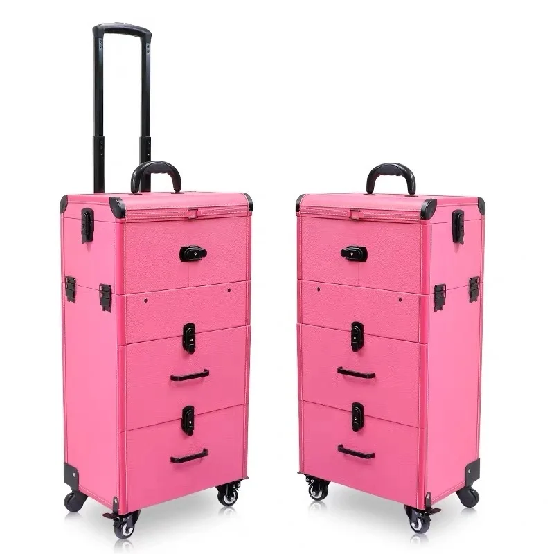 New Women multi-layer trolley cosmetic baggage makeup rolling luggage trolley suitcase beauty tattoo manicure carry on toolbox