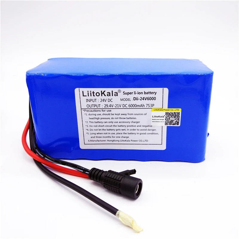 HK liitokala 24 V 6Ah 7S3P 18650 литий-ионный аккумулятор 29,4 V 6000 mAh для электрического велосипеда