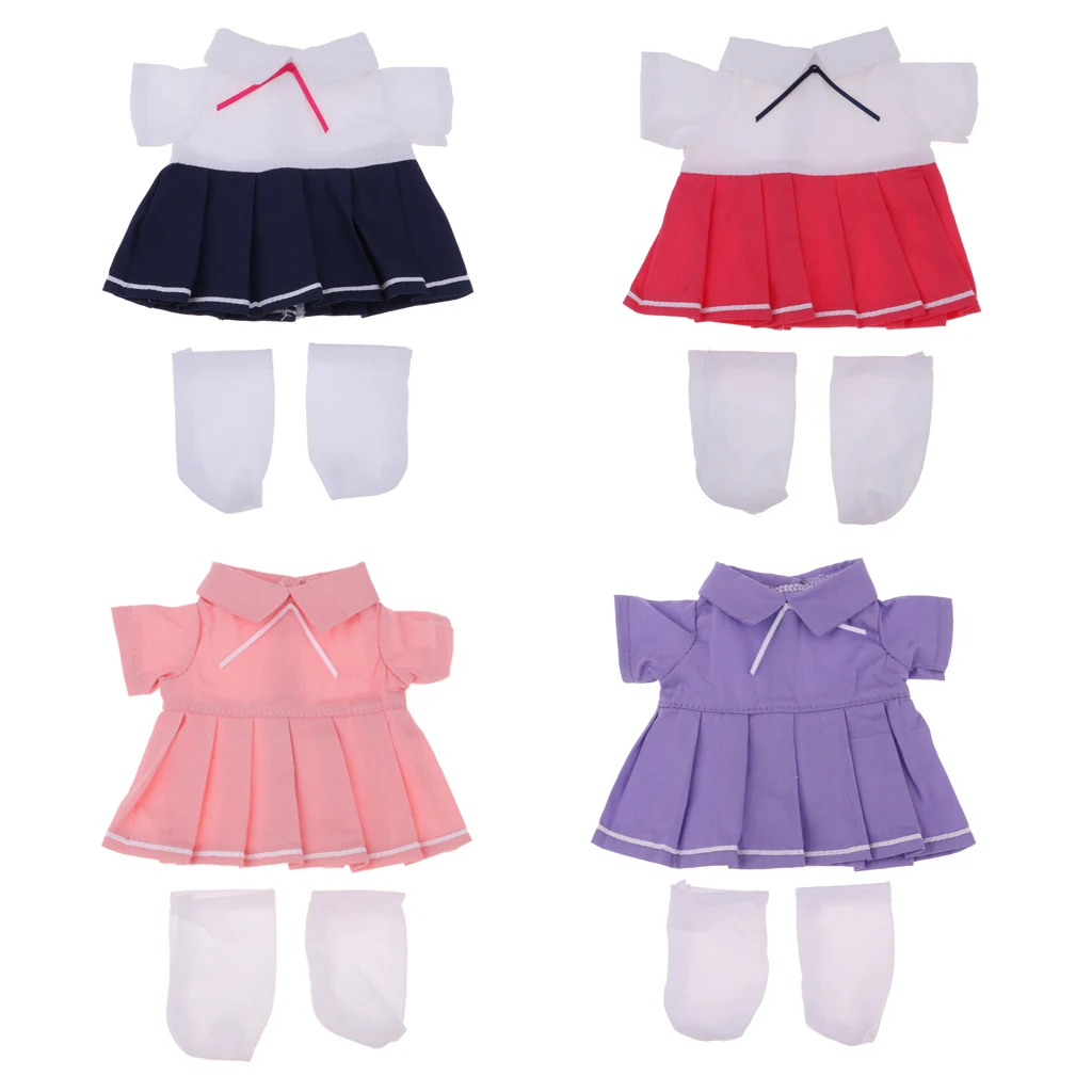 Lovely Pink Dress Socks Suit Pleated Dress for Mellchan Baby Girl Dolls Clothes Accessories for Kids Gift