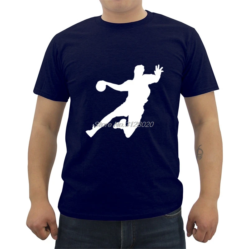Новая футболка с принтом гандбола, летняя Мужская хлопковая футболка с коротким рукавом и круглым вырезом, модные мужские футболки, футболки для фитнеса, топы, уличная одежда - Цвет: Navy