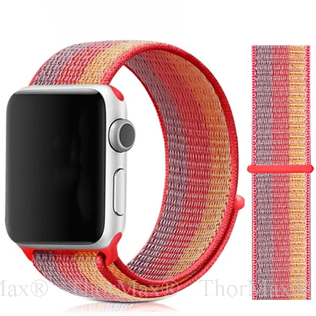 Спортивная петля ремешок для apple watch 4 для iwatch band 42 мм 44 мм 38 мм 40 мм для apple watch band нейлоновый браслет correa Ремешки для наручных часов - Цвет ремешка: 16-Red Stripe