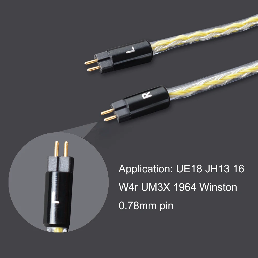 OKCSC 0,78 мм 2-контактный кабель Замена наушников кабели обновления луженая медная проволока ручной работы Плетение шнур использовать для UE18 JH13 16 UM3X