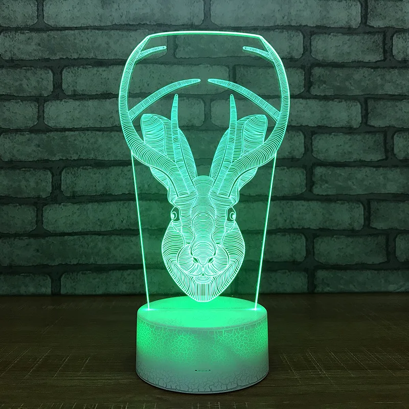 

Светодиодная 3D настольная лампа в виде головы лося, цветной яркий акриловый ночсветильник с изменением 7 цветов, домашний декор для спальни, милые детские рождественские подарки