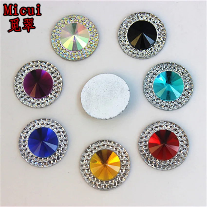 

Micui 100pcs 16mm Dual color Flatback Resin Round Stone Crystal beads flatback resin rhinestone for Dress Garment DIY deco ZZ494