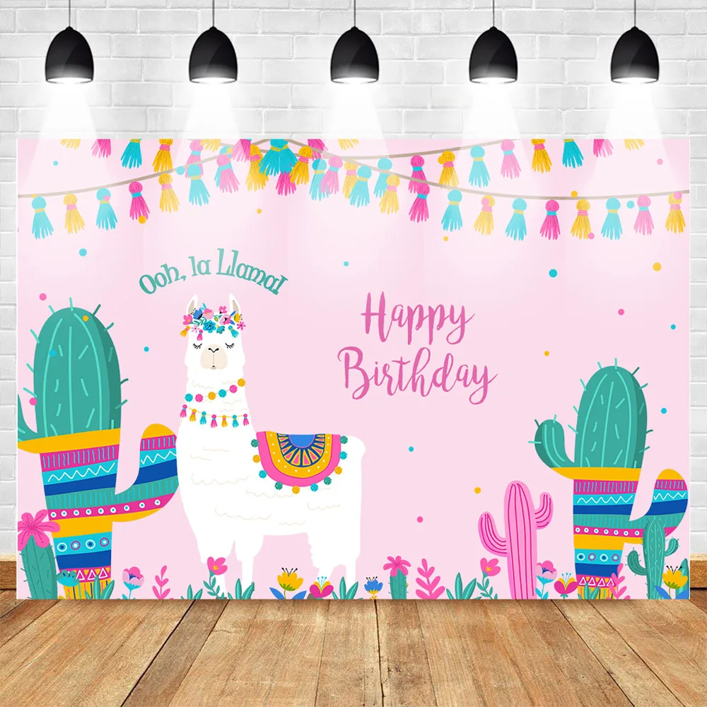 

Mehofoto La Llama Birthday Photography Backdrop Mexico Pink Llama Fun Birthday Photo Background Party Banner Decoration
