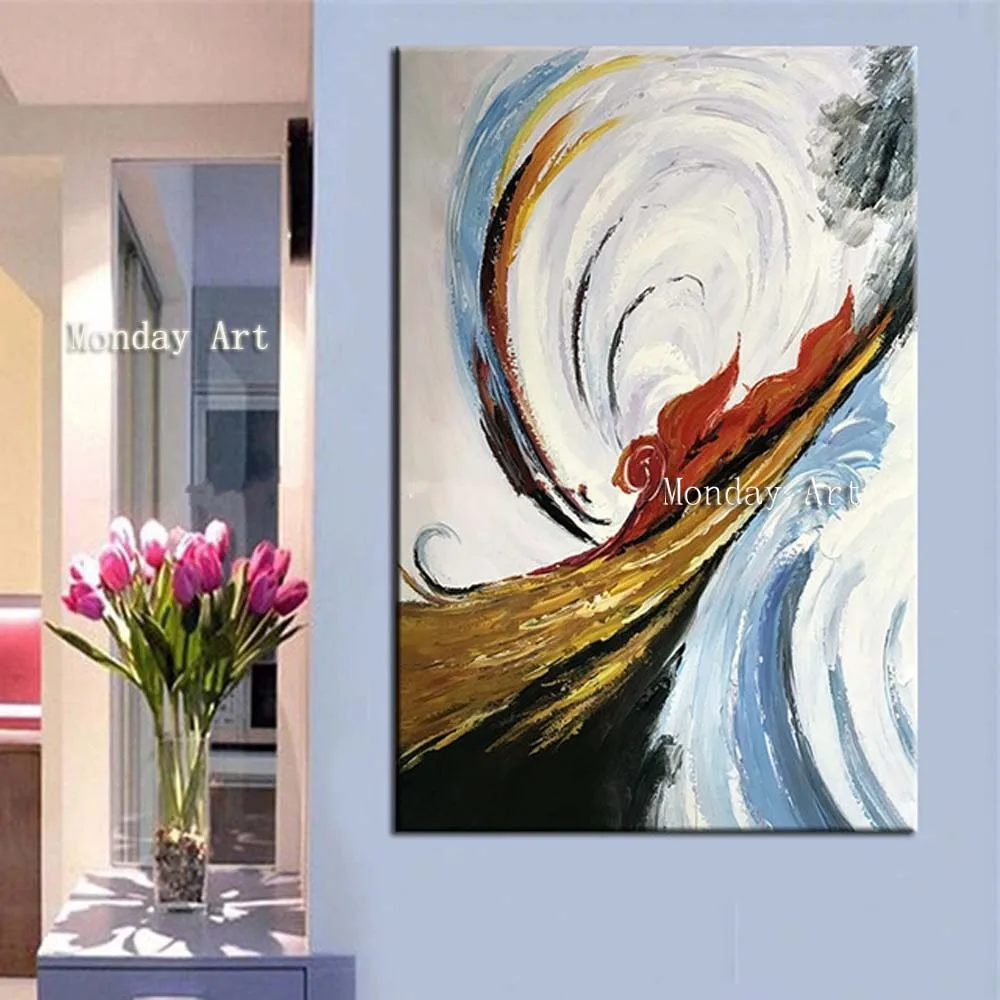 Free-Shipping-Handpainted-Abstract-Oil-Paintings-on-Canvas-Large-Knife-Colorful-Waves-Painting-Home-Decor-Wall