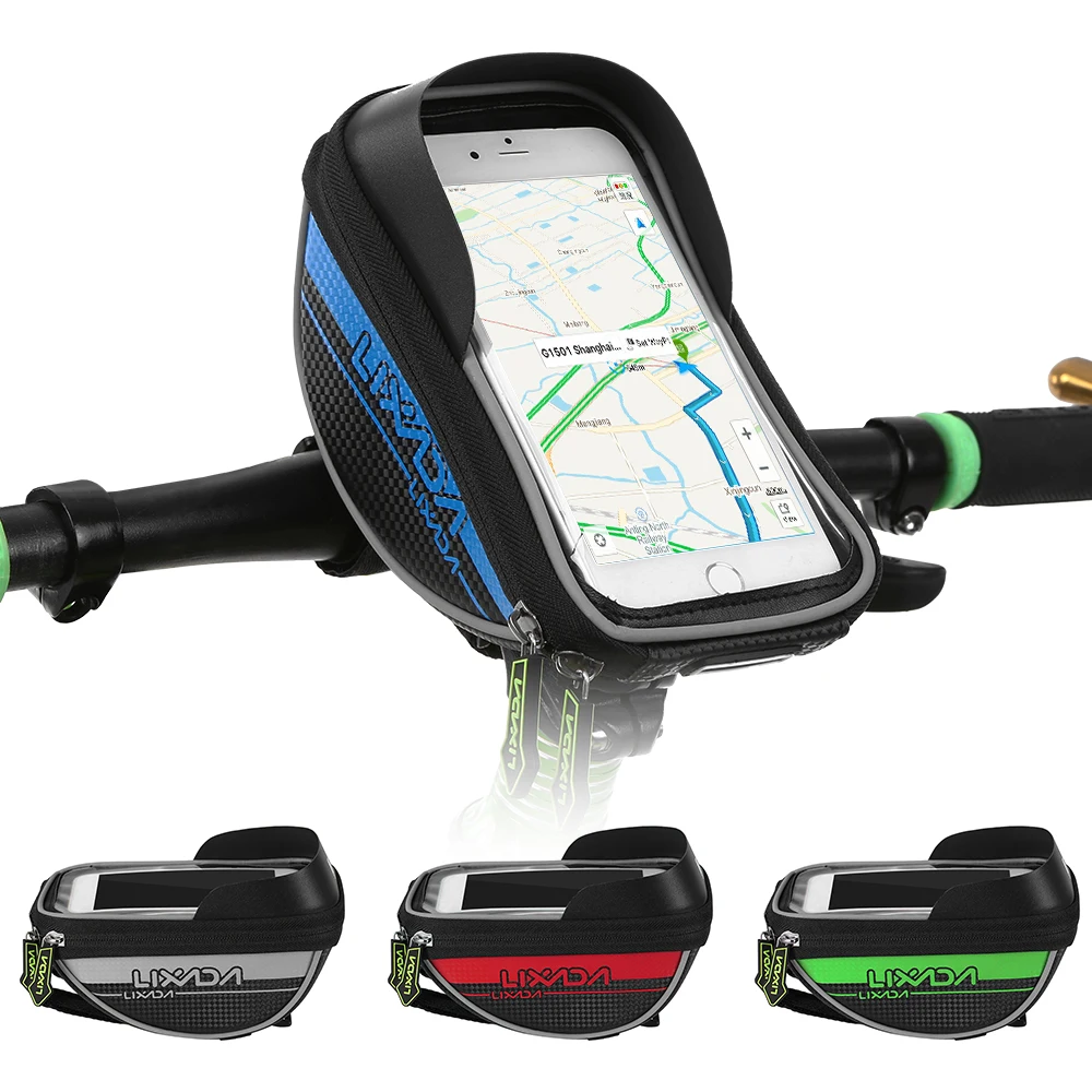 Discount Lixada Bike Bicycle Bag Top Tube Handlebar Bag Touchscreen Cell Phone Mount Holder MTB Road Bike Bicycle Front Frame Bag 12