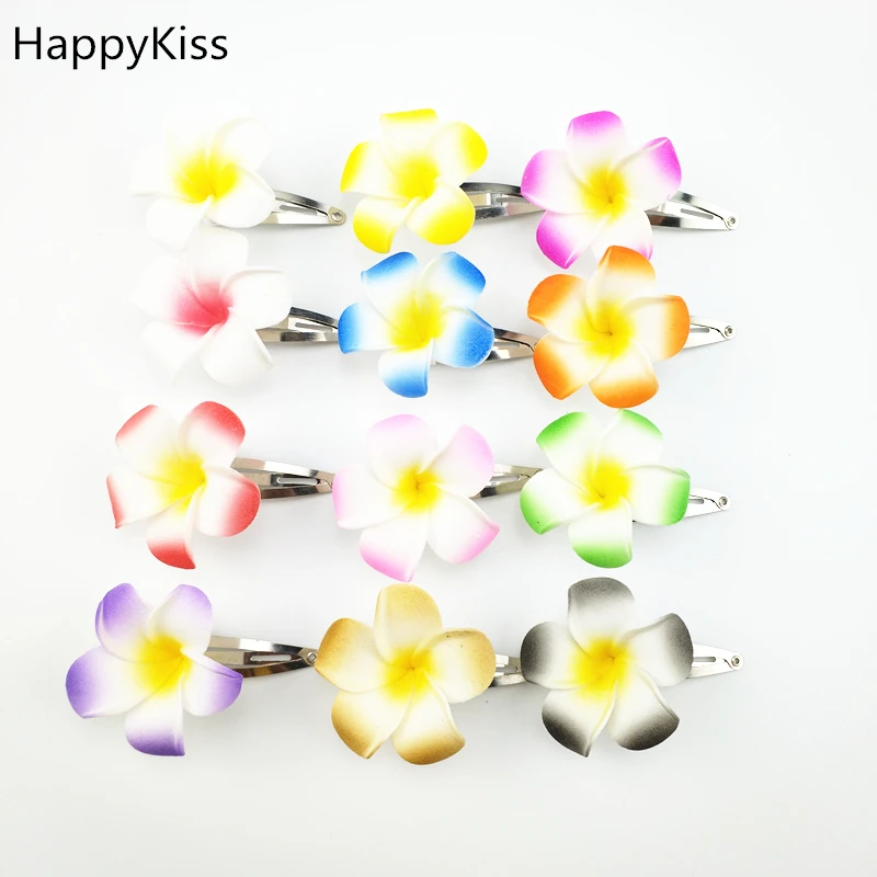 5PCS White Foam Hawaiian Plumeria flower Frangipani Flower bridal hair combs