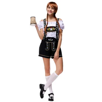 

Woman short pants Beer Wench Costume German Bavarian Beer adult Oktoberfest Costume cosplay For girls Carnival Purim day
