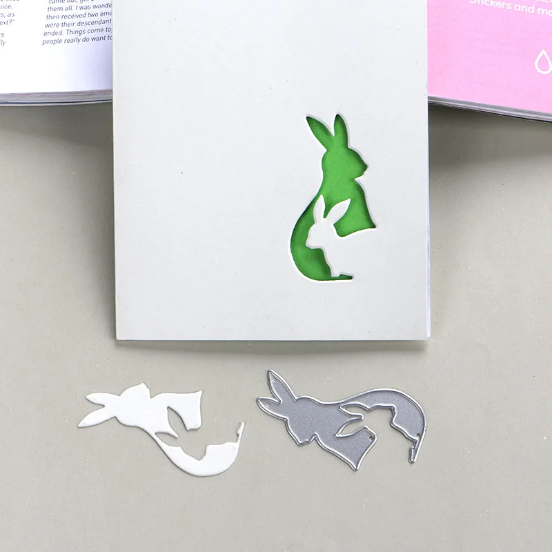 

DUOFEN METAL CUTTING DIES Easter Rabbit mum and baby tag stencil DIY Scrapbook Paper Album 2019 new