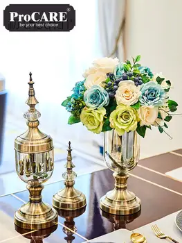 

Creative European Vase Decoration Glass Transparent American Dining Table Light Luxury Soft Decoration Living Room